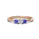 1 - Quyen 0.53 ctw (4.00 mm) Round Tanzanite and Lab Grown Diamond Three Stone Engagement Ring  