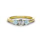 1 - Quyen 0.90 ctw (5.00 mm) Round Lab Grown Diamond and Aquamarine Three Stone Engagement Ring 