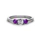 1 - Quyen 0.90 ctw (5.00 mm) Round Lab Grown Diamond and Amethyst Three Stone Engagement Ring 