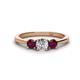 1 - Quyen 1.13 ctw (5.00 mm) Round Lab Grown Diamond and Rhodolite Garnet Three Stone Engagement Ring 