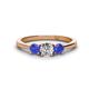 1 - Quyen 0.98 ctw (5.00 mm) Round Lab Grown Diamond and Tanzanite Three Stone Engagement Ring 