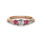 1 - Quyen 0.90 ctw (5.00 mm) Round Lab Grown Diamond and Pink Tourmaline Three Stone Engagement Ring 