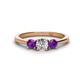 1 - Quyen 0.90 ctw (5.00 mm) Round Lab Grown Diamond and Amethyst Three Stone Engagement Ring 