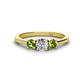 1 - Quyen 1.13 ctw (5.00 mm) Round Lab Grown Diamond and Peridot Three Stone Engagement Ring 