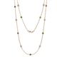 1 - Lien (13 Stn/3.4mm) Green Garnet and Diamond on Cable Necklace 