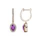 1 - Ilona Oval Cut Amethyst and Diamond Halo Dangling Earrings 