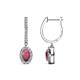 1 - Ilona Oval Cut Rhodolite Garnet and Diamond Halo Dangling Earrings 