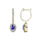 1 - Ilona Oval Cut Tanzanite and Diamond Halo Dangling Earrings 