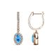 1 - Ilona Oval Cut Blue Topaz and Diamond Halo Dangling Earrings 
