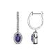 1 - Ilona Oval Cut Iolite and Diamond Halo Dangling Earrings 