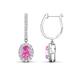 1 - Ilona Oval Cut Pink Sapphire and Diamond Halo Dangling Earrings 
