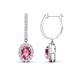 1 - Ilona Oval Cut Pink Tourmaline and Diamond Halo Dangling Earrings 