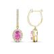 1 - Ilona Oval Cut Pink Sapphire and Diamond Halo Dangling Earrings 