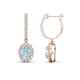 1 - Ilona Oval Cut Aquamarine and Diamond Halo Dangling Earrings 
