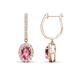 1 - Ilona Oval Cut Pink Tourmaline and Diamond Halo Dangling Earrings 
