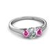 2 - Orana 7x5 mm Oval Cut Diamond and Pink Sapphire 1.52 ctw Trellis Three Stone Engagement Ring 
