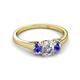 2 - Orana 7x5 mm Oval Cut Diamond and Tanzanite 1.50 ctw Trellis Three Stone Engagement Ring 