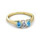 2 - Orana 7x5 mm Oval Cut Diamond and Blue Topaz 1.50 ctw Trellis Three Stone Engagement Ring 