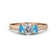 1 - Orana 7x5 mm Oval Cut Diamond and Blue Topaz 1.50 ctw Trellis Three Stone Engagement Ring 