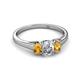 2 - Orana 7x5 mm Oval Cut Diamond and Citrine 1.45 ctw Trellis Three Stone Engagement Ring 