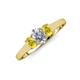 3 - Orana 7x5 mm Oval Cut Diamond and Yellow Sapphire 1.52 ctw Trellis Three Stone Engagement Ring 