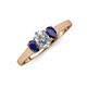 3 - Orana 7x5 mm Oval Cut Diamond and Blue Sapphire 1.52 ctw Trellis Three Stone Engagement Ring 