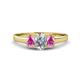 1 - Orana 7x5 mm Oval Cut Diamond and Pink Sapphire 1.52 ctw Trellis Three Stone Engagement Ring 