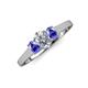 3 - Orana 7x5 mm Oval Cut Diamond and Tanzanite 1.50 ctw Trellis Three Stone Engagement Ring 