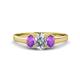 1 - Orana 7x5 mm Oval Cut Diamond and Amethyst 1.45 ctw Trellis Three Stone Engagement Ring 