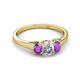 2 - Orana 7x5 mm Oval Cut Diamond and Amethyst 1.45 ctw Trellis Three Stone Engagement Ring 