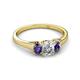 2 - Orana 7x5 mm Oval Cut Diamond and Iolite 1.45 ctw Trellis Three Stone Engagement Ring 