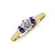 3 - Orana 7x5 mm Oval Cut Diamond and Iolite 1.45 ctw Trellis Three Stone Engagement Ring 