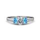 1 - Orana 7x5 mm Oval Cut Diamond and Blue Topaz 1.50 ctw Trellis Three Stone Engagement Ring 