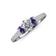 3 - Orana 7x5 mm Oval Cut Diamond and Iolite 1.45 ctw Trellis Three Stone Engagement Ring 