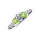 3 - Orana 7x5 mm Oval Cut Diamond and Peridot 1.50 ctw Trellis Three Stone Engagement Ring 
