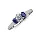 3 - Orana 7x5 mm Oval Cut Diamond and Blue Sapphire 1.52 ctw Trellis Three Stone Engagement Ring 