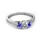 2 - Orana 7x5 mm Oval Cut Diamond and Tanzanite 1.50 ctw Trellis Three Stone Engagement Ring 
