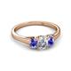 2 - Orana 7x5 mm Oval Cut Diamond and Tanzanite 1.50 ctw Trellis Three Stone Engagement Ring 