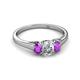 2 - Orana 7x5 mm Oval Cut Diamond and Amethyst 1.45 ctw Trellis Three Stone Engagement Ring 