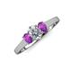 3 - Orana 7x5 mm Oval Cut Diamond and Amethyst 1.45 ctw Trellis Three Stone Engagement Ring 