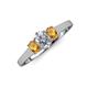 3 - Orana 7x5 mm Oval Cut Diamond and Citrine 1.45 ctw Trellis Three Stone Engagement Ring 