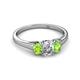 2 - Orana 7x5 mm Oval Cut Diamond and Peridot 1.50 ctw Trellis Three Stone Engagement Ring 