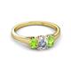 2 - Orana 7x5 mm Oval Cut Diamond and Peridot 1.50 ctw Trellis Three Stone Engagement Ring 