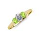 3 - Orana 7x5 mm Oval Cut Diamond and Peridot 1.50 ctw Trellis Three Stone Engagement Ring 