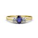 1 - Orana 7x5 mm Oval Cut Blue Sapphire and Diamond 1.49 ctw Trellis Three Stone Engagement Ring 