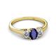 2 - Orana 7x5 mm Oval Cut Blue Sapphire and Diamond 1.49 ctw Trellis Three Stone Engagement Ring 