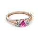 2 - Orana 7x5 mm Oval Cut Pink Sapphire and Diamond 1.49 ctw Trellis Three Stone Engagement Ring 