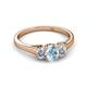 2 - Orana 7x5 mm Oval Cut Aquamarine and Diamond 1.34 ctw Trellis Three Stone Engagement Ring 