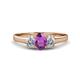 1 - Orana 7x5 mm Oval Cut Amethyst and Diamond 1.34 ctw Trellis Three Stone Engagement Ring 