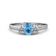 1 - Orana 7x5 mm Oval Cut Blue Topaz and Diamond 1.44 ctw Trellis Three Stone Engagement Ring 